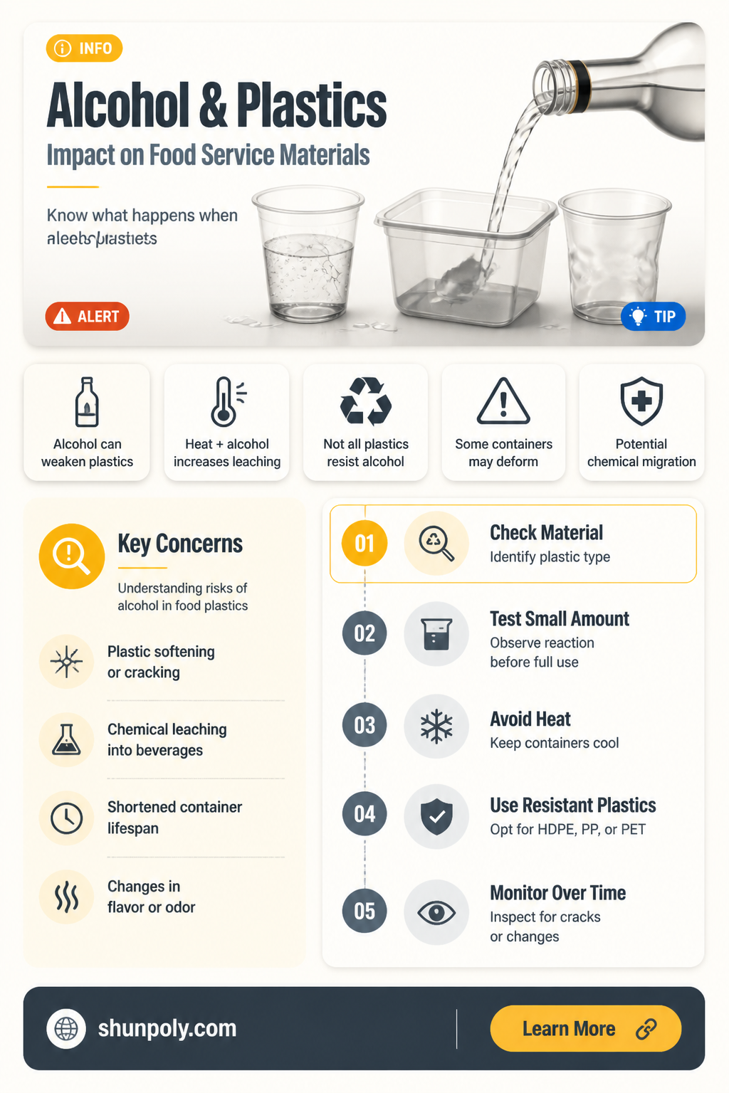 are food service plastic effected by alchol