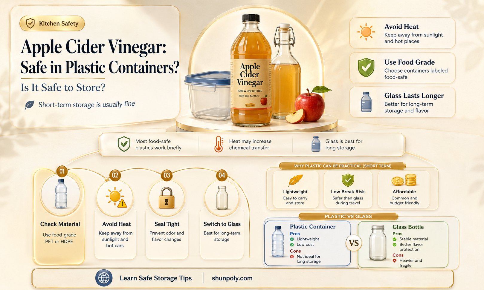 are plastic containers safe for apple cider vinegar