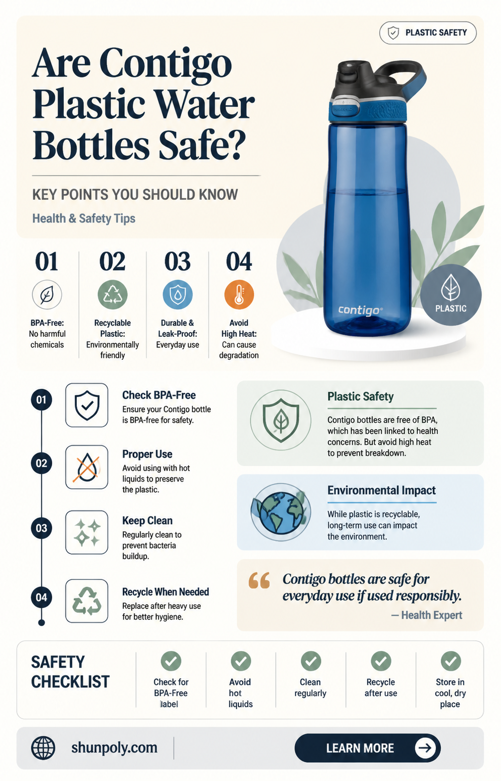 are contigo plastic water bottles safe