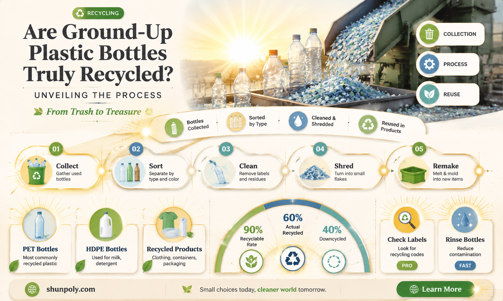 are ground up plastic bottles recycled