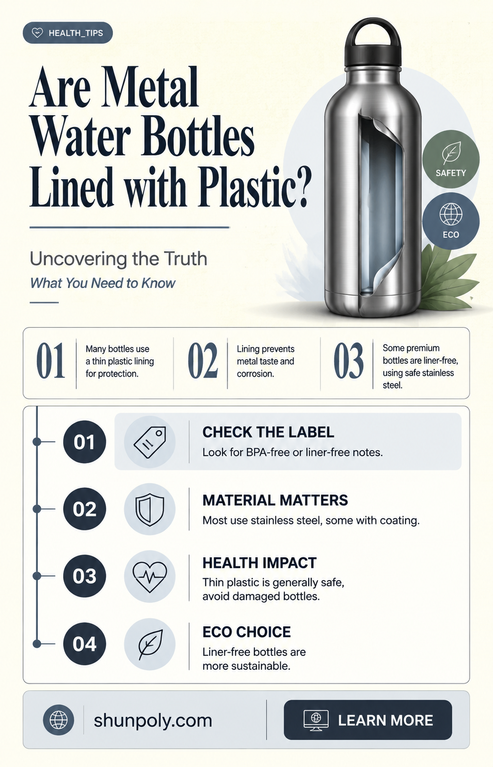 are metal water bottles lined with plastic