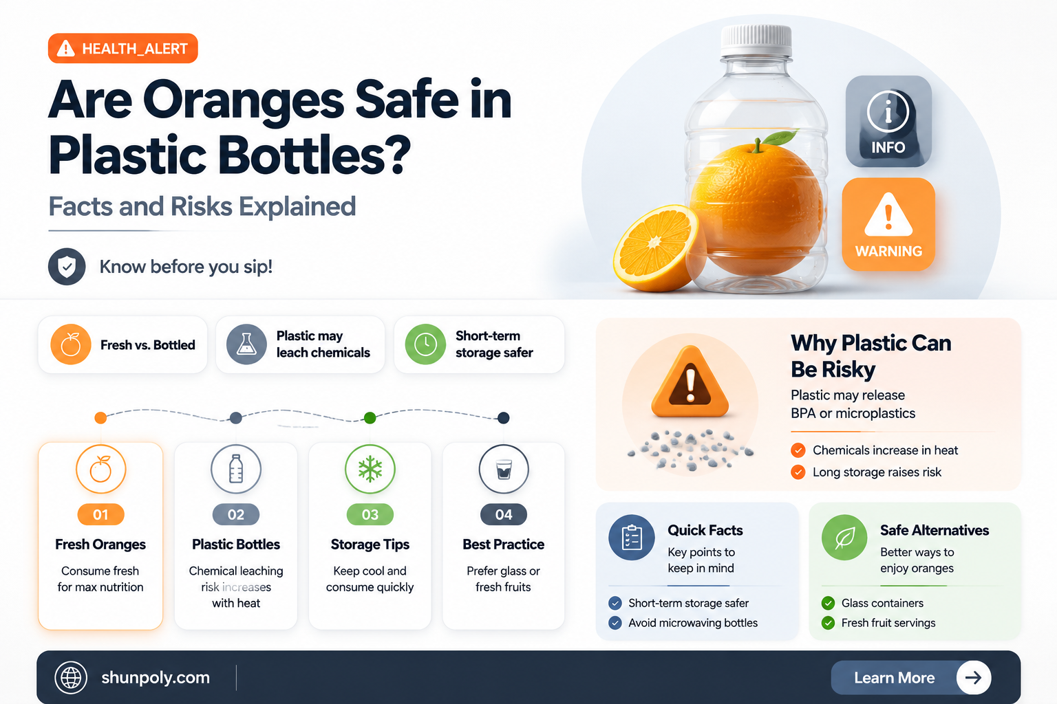 are oranges safe to put in plastic bottles