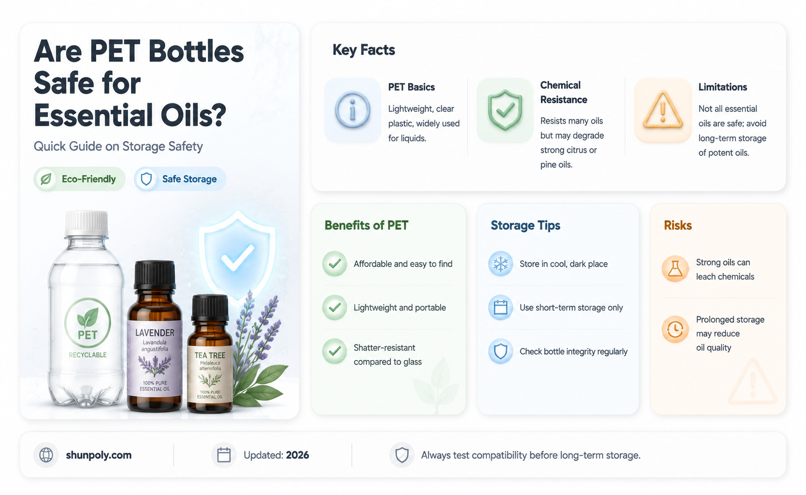 are pet plastic bottles safe for essential oils