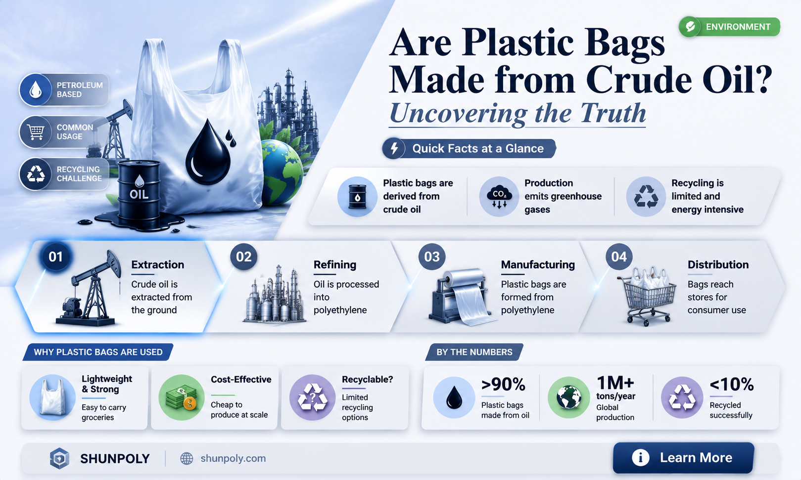 are plastic bags made from crude oil