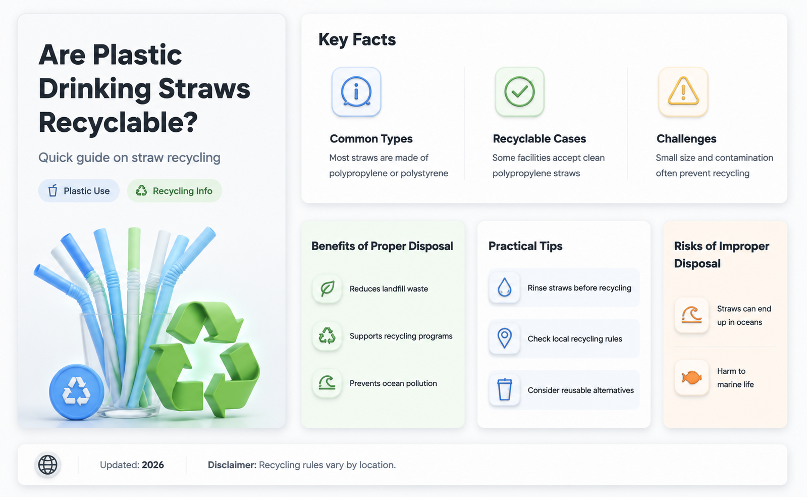 are plastic drinking straws recyclable