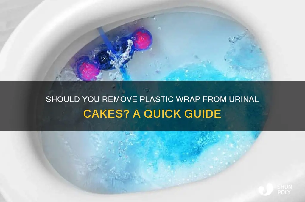 are you supposed to remove plastic from urinal cakes