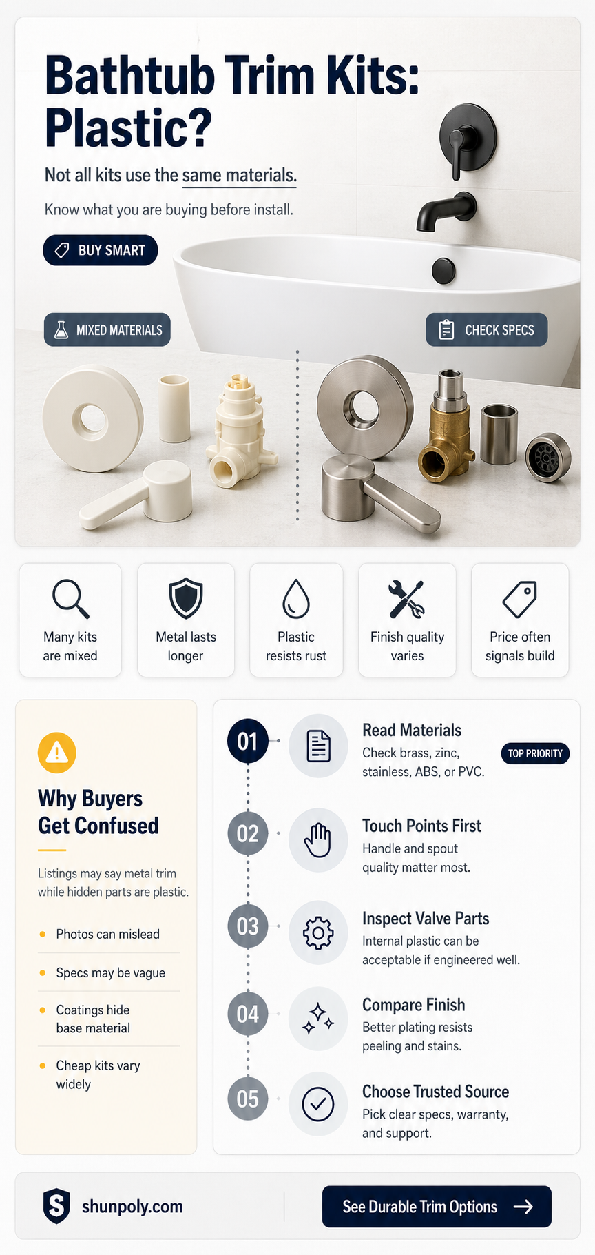 are all bathtub trim kits plastic