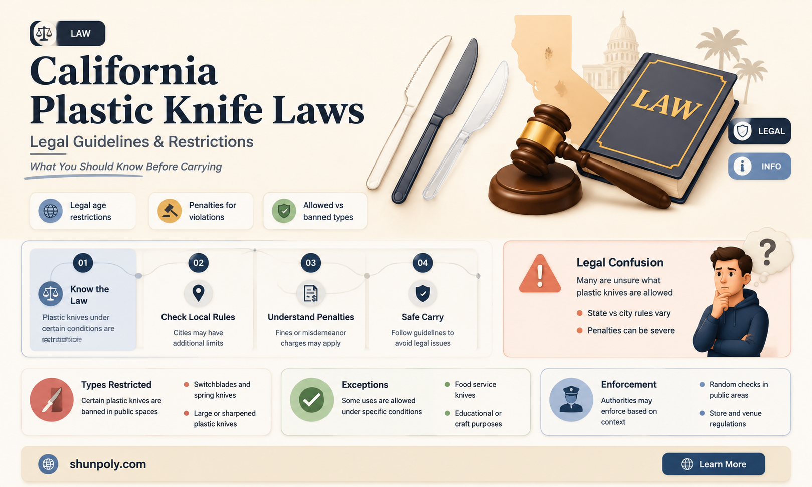 are plastic knives illegal in california