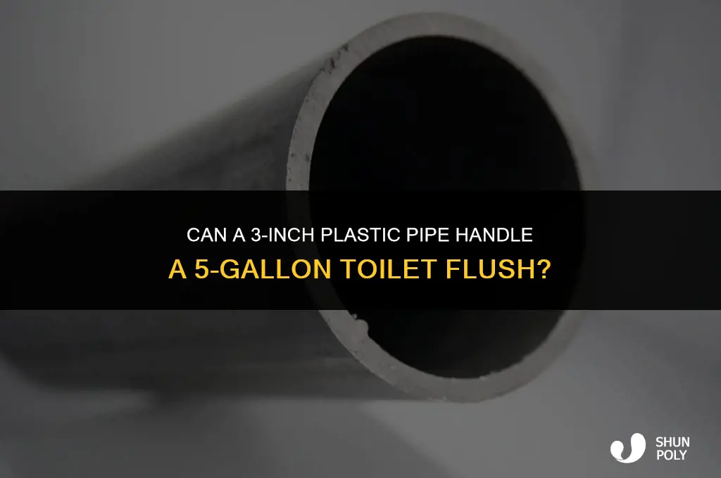 can 3 inch plastic pipe support 5 galon toilet flusch