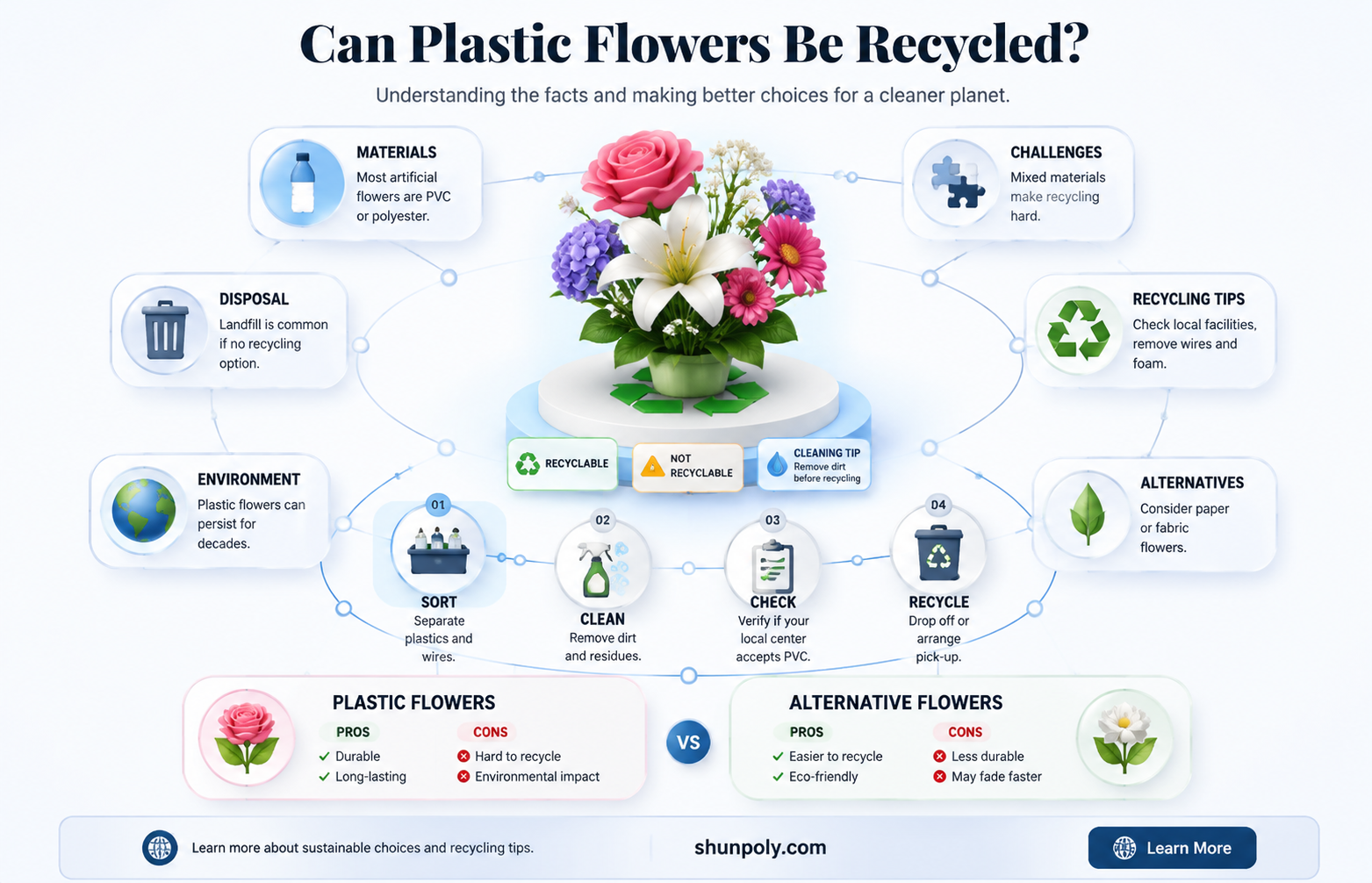are plastic flowers recyclable