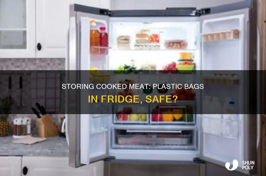 can you store cooked meat in plastic bag in fridge