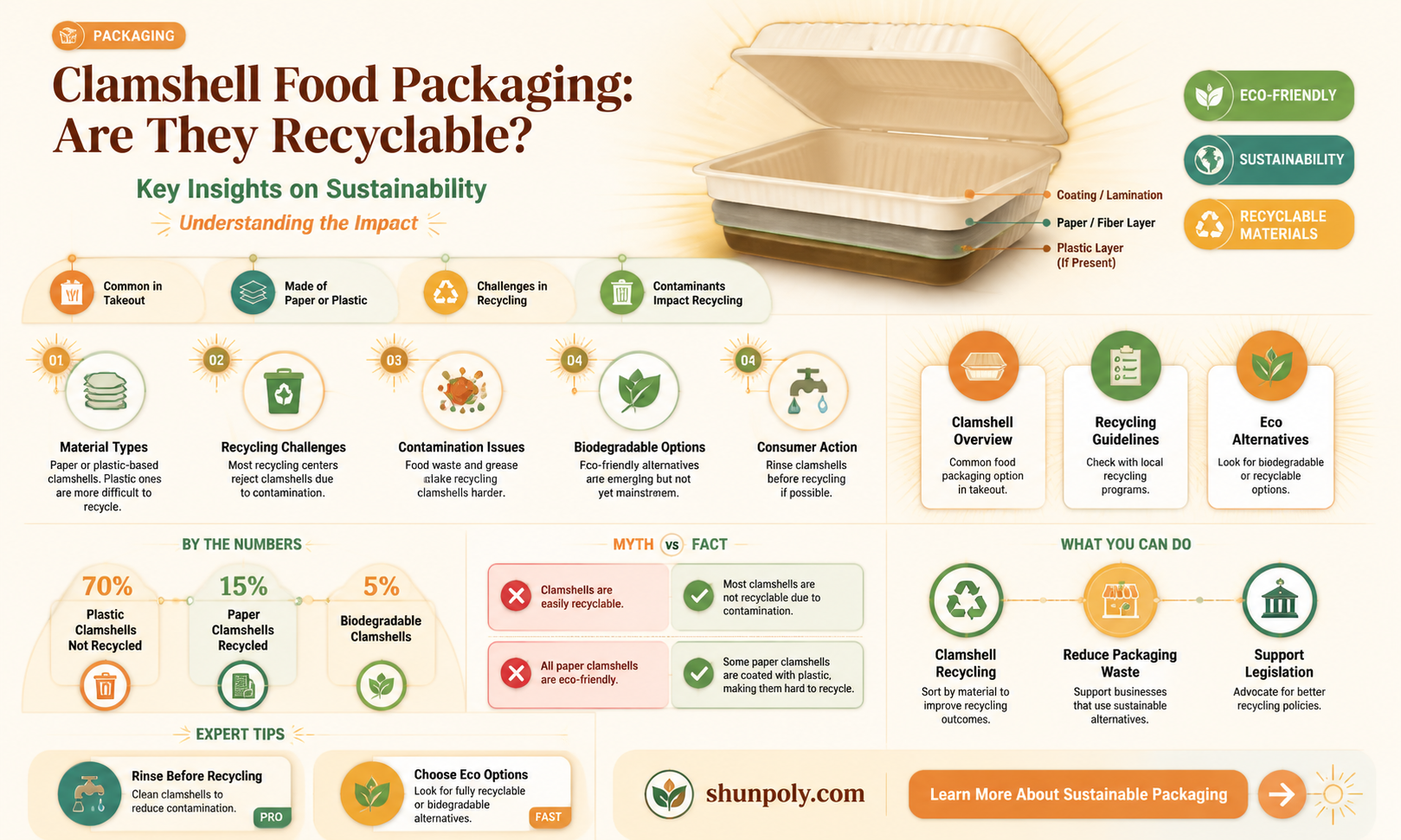 are clear plastic clamshell food packages recyclable