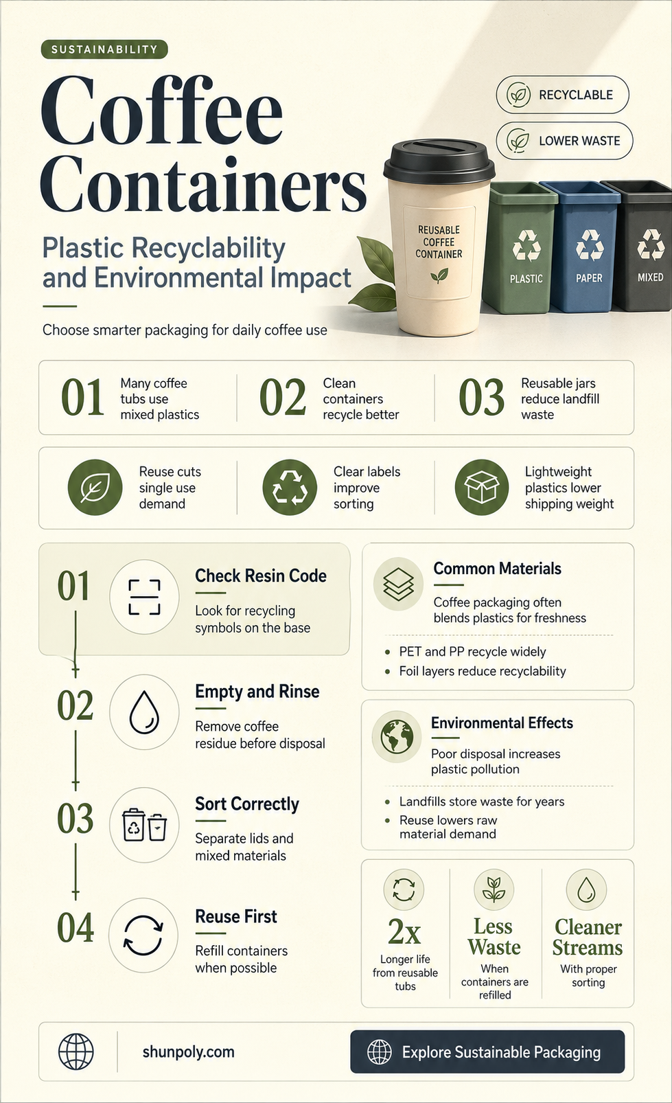 are plastic coffee containers recyclable