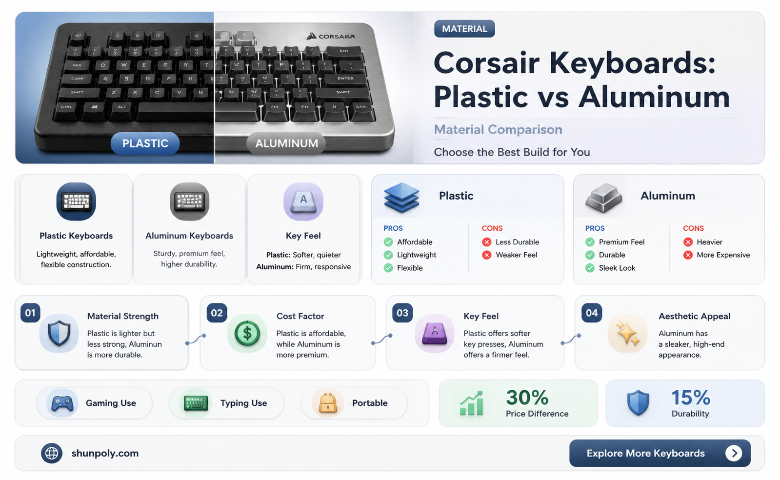 are corsair keyboards plastic or aluminum