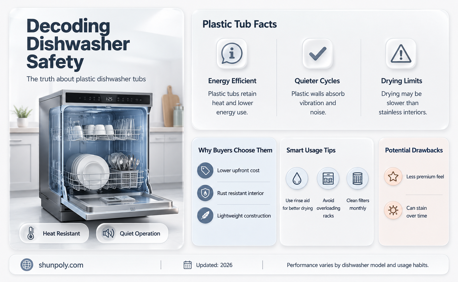 are plastic dishwasher tubs safe
