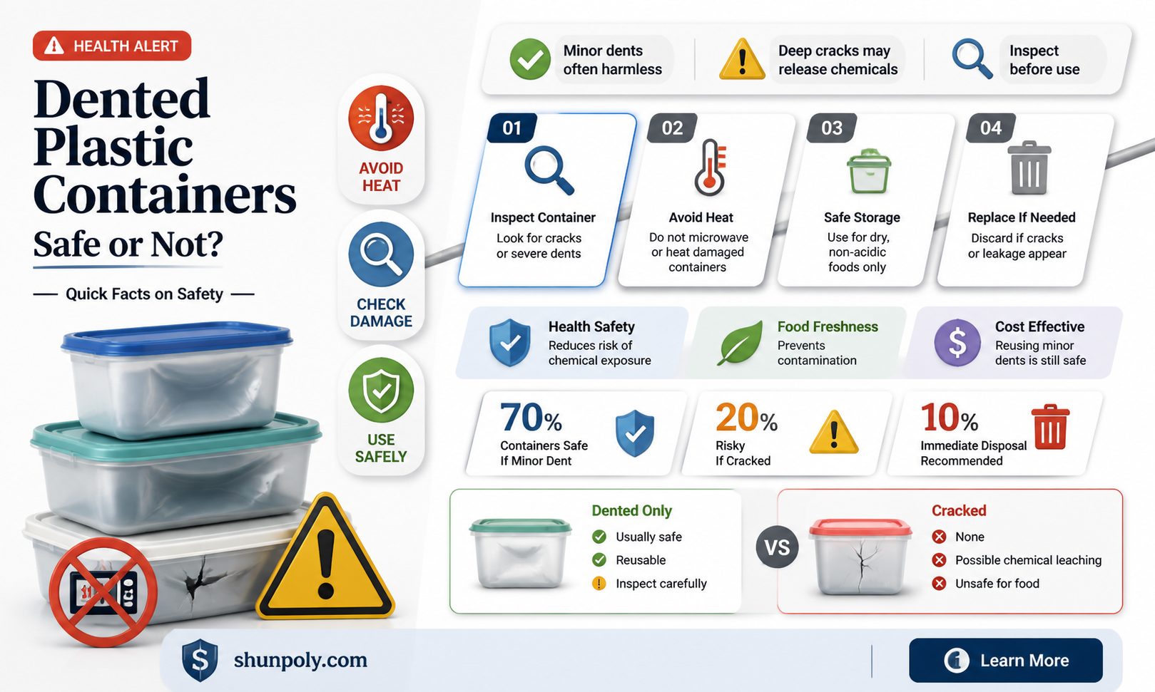 are dented plastic containers safe