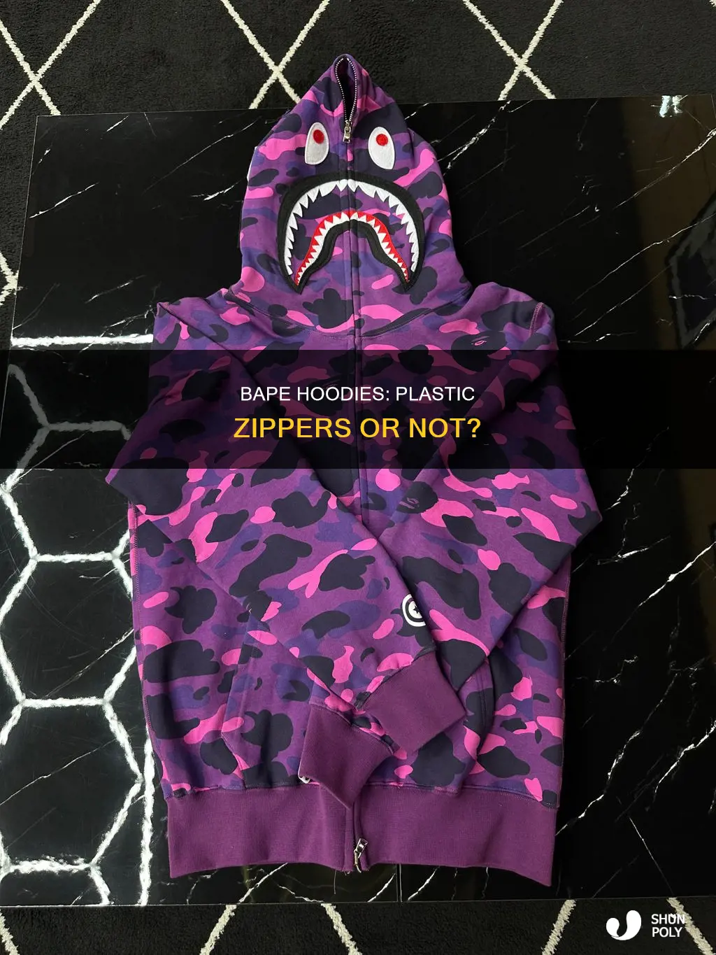 do bape hoodies have plastic zippers