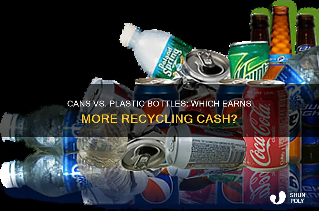 do cans or plastic bottles make more recycling money