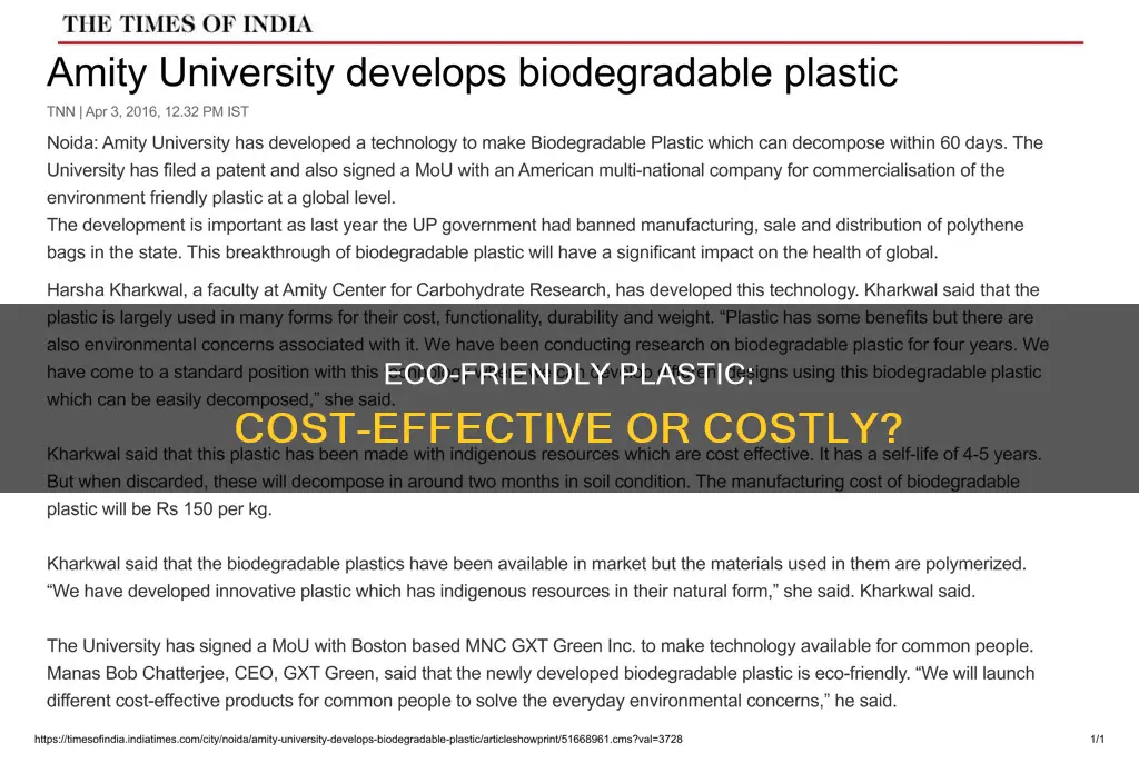 do eco friendly plastic cost less