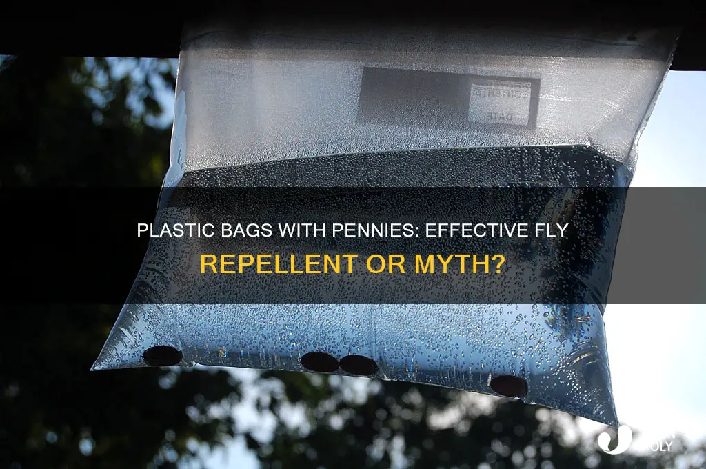 does a plastic bag with pennies really keep flies away