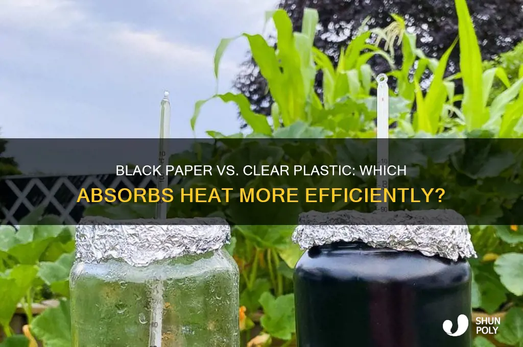 does black paper absorb heat better than clear plastic