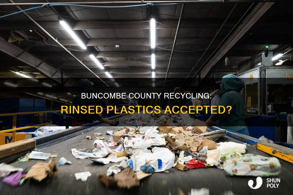 does buncombe county recycling accept rinsed plastics