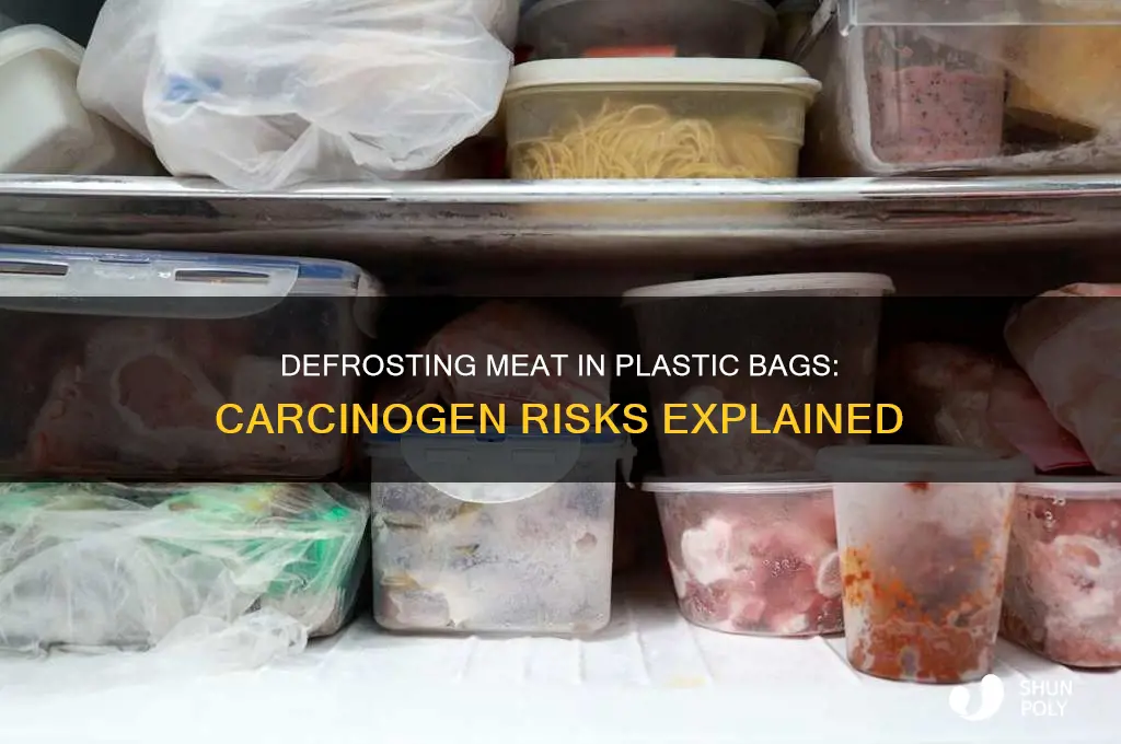 does defrosting meat in a plastic bag release carcinogens