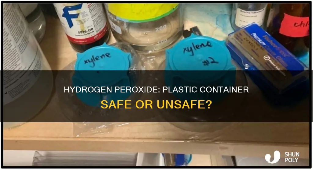 does hydrogen peroxide react with plastic