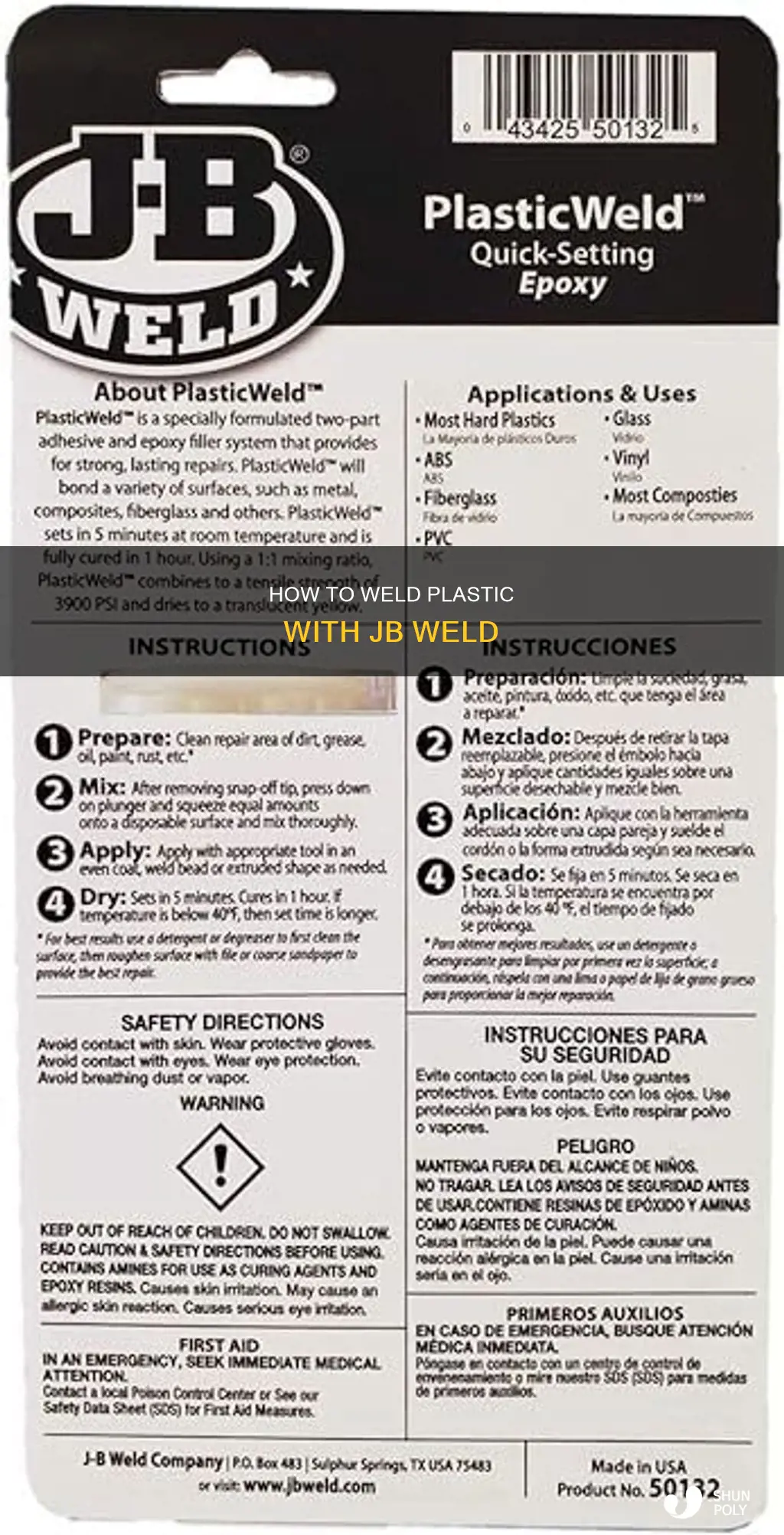 does jb weld stick to plastic