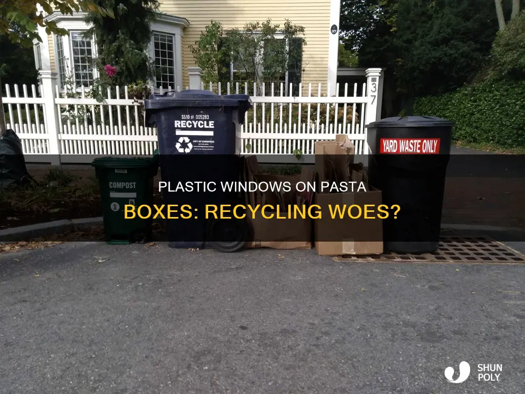 does plastic window on pasta box cause issues in recycling