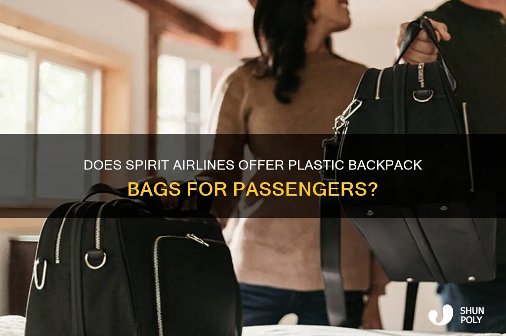 does spirit provide plastic backpack bags