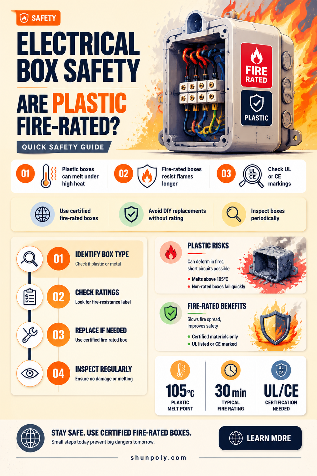 are plastic electrical boxes fire rated