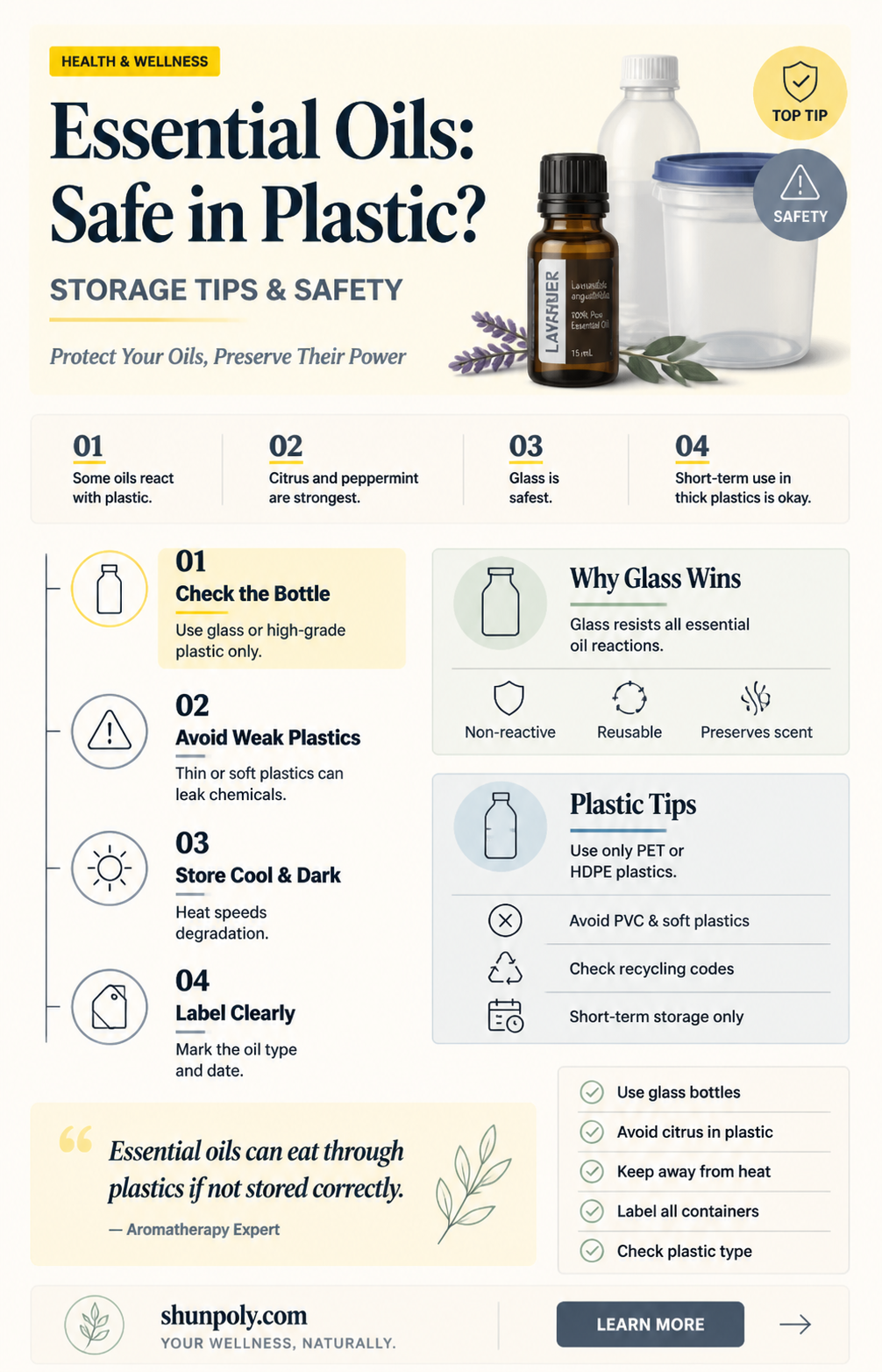 are essential oils in plastic containers safe