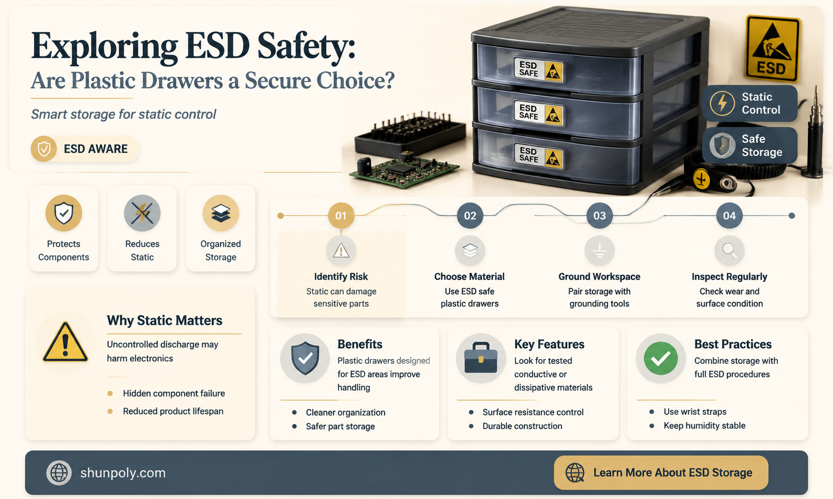 are plastic drawers esd safe