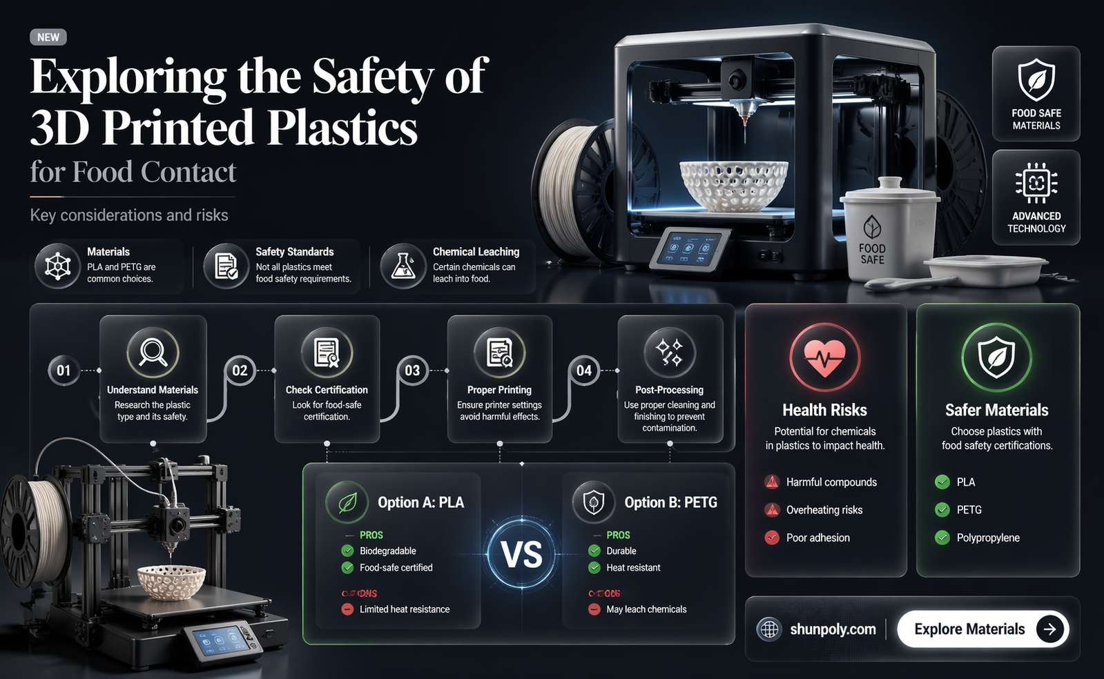 are 3d printed plastics food safe