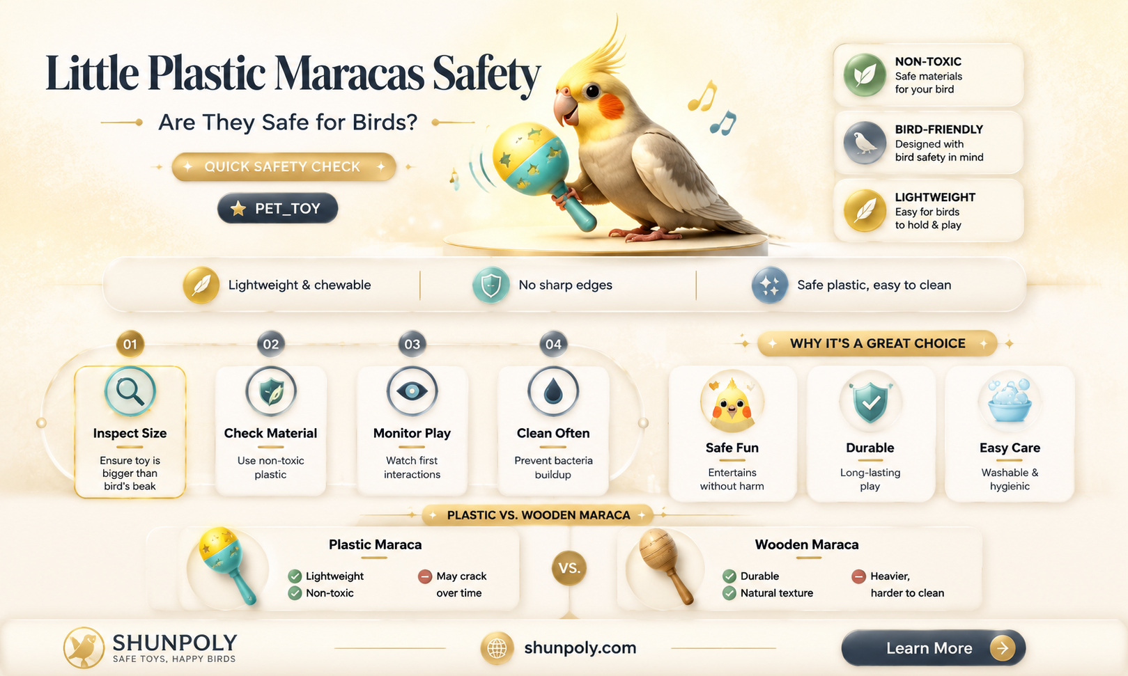 are little plastic meraccas safe for birds