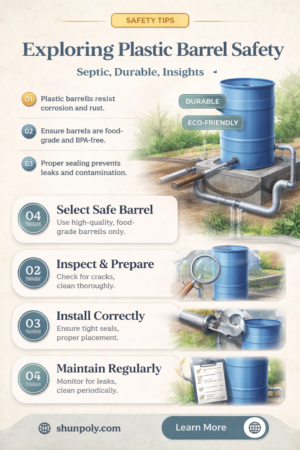 are plastic barrels safe for septic system
