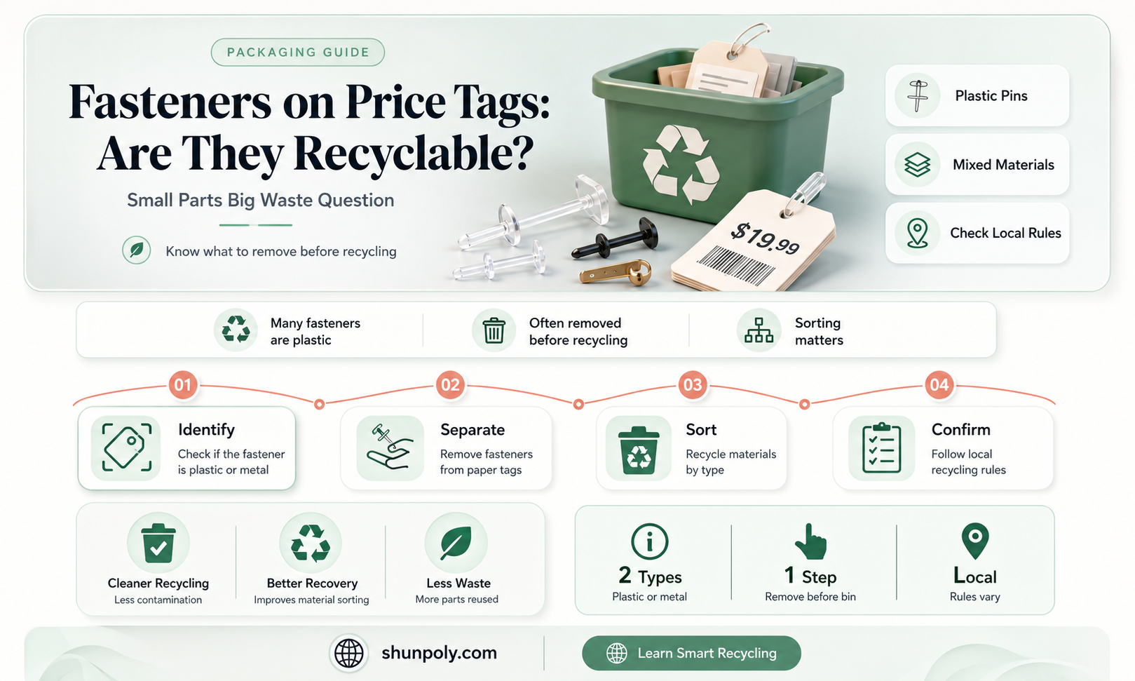 are plastic fasteners on price tags recyclable