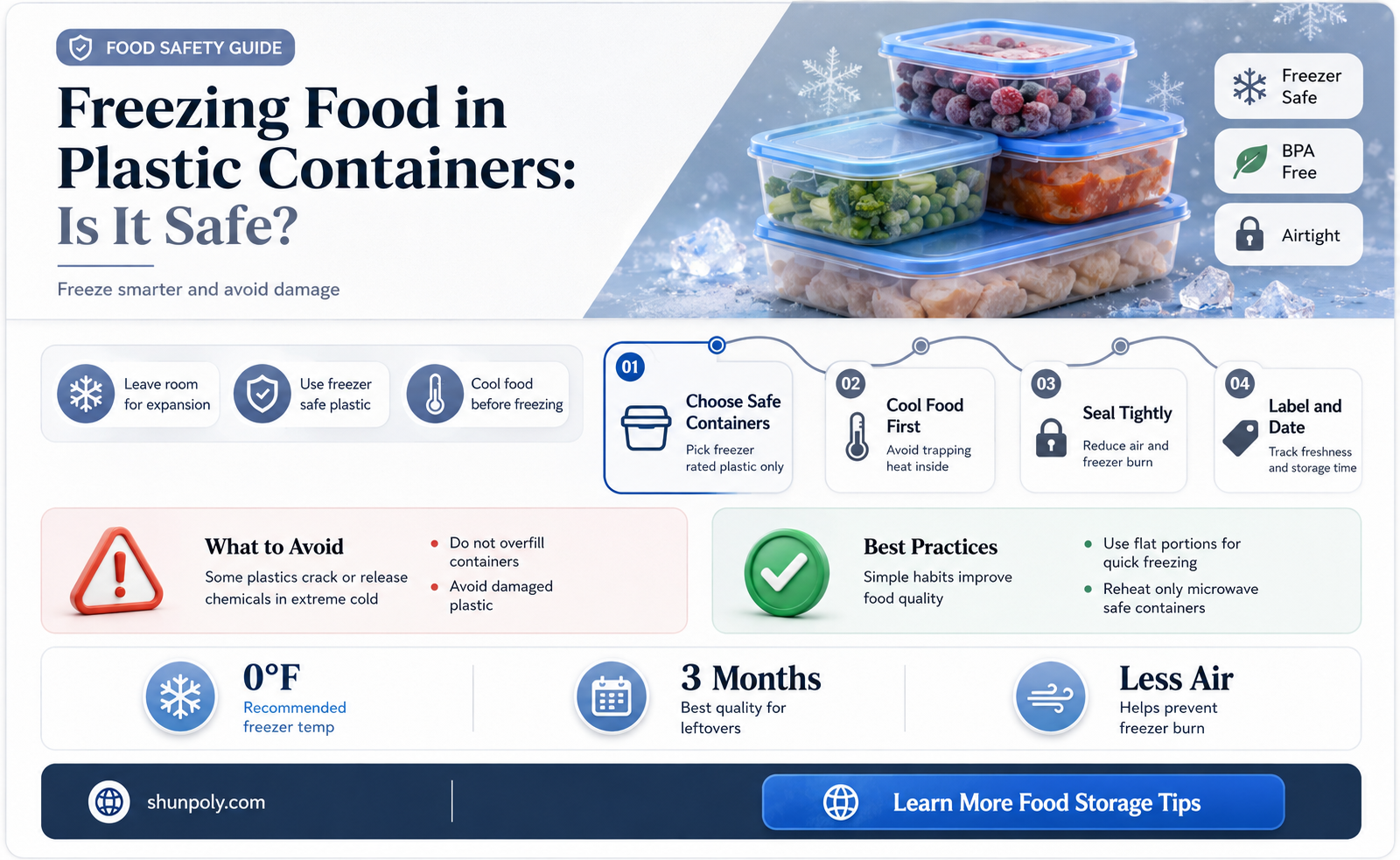 are plastic containers safe for freezing food