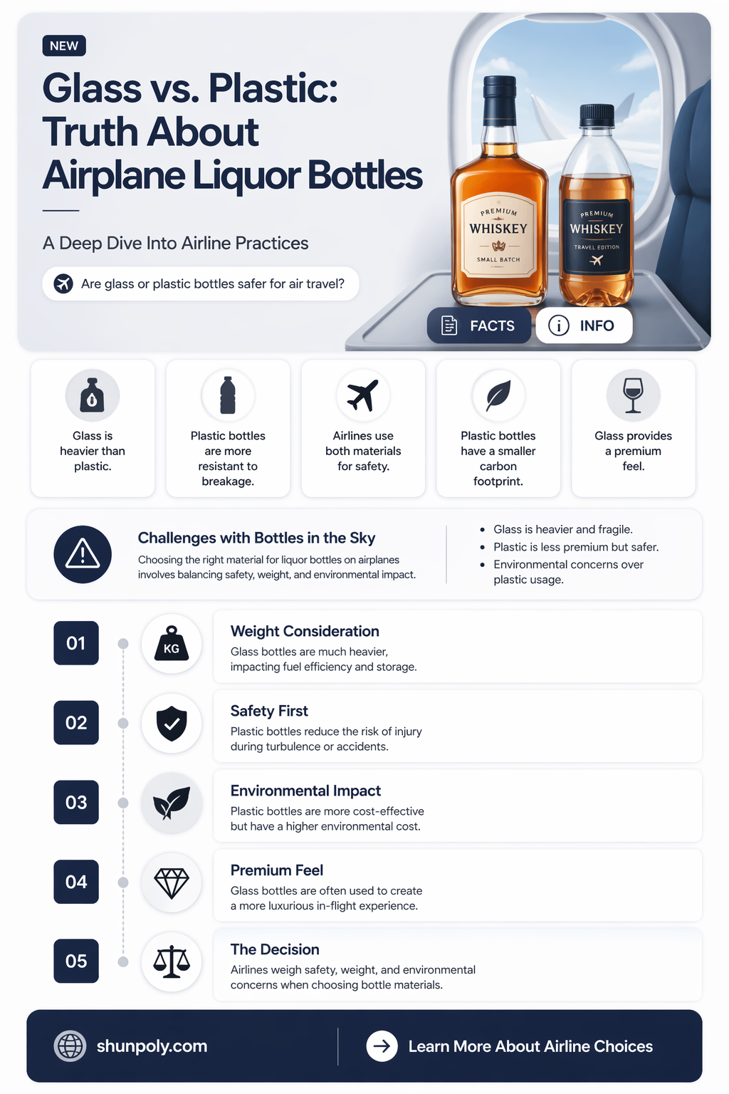 are airplane bottles of liquor in glass or plastic