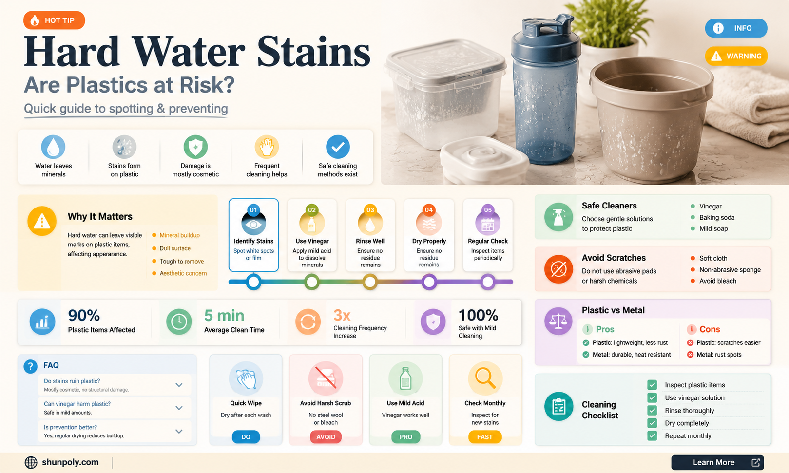 are hard water stains on plastic harmful