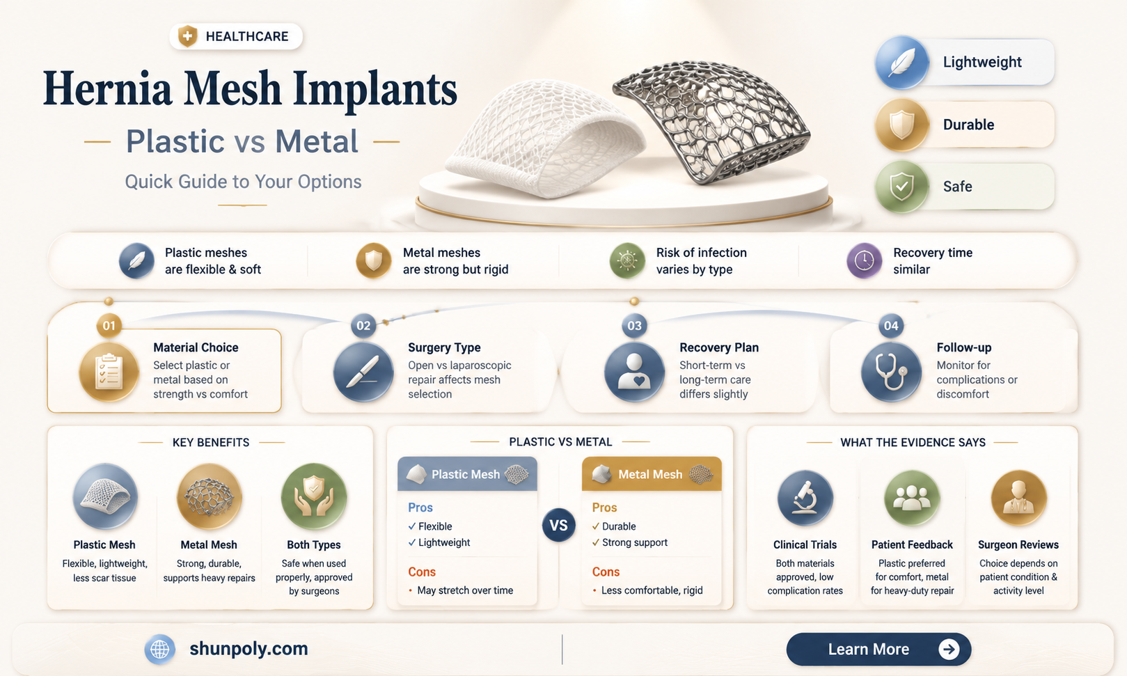 are hernia mesh implants plastic or metal