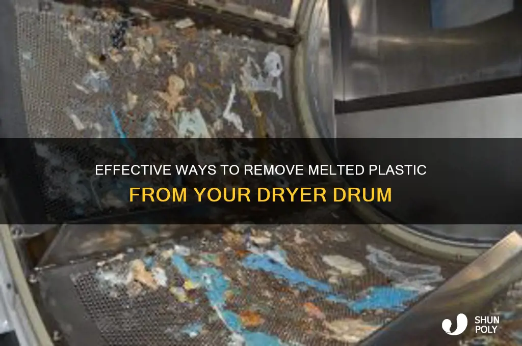 how do you get melted plastic off a dryer drum