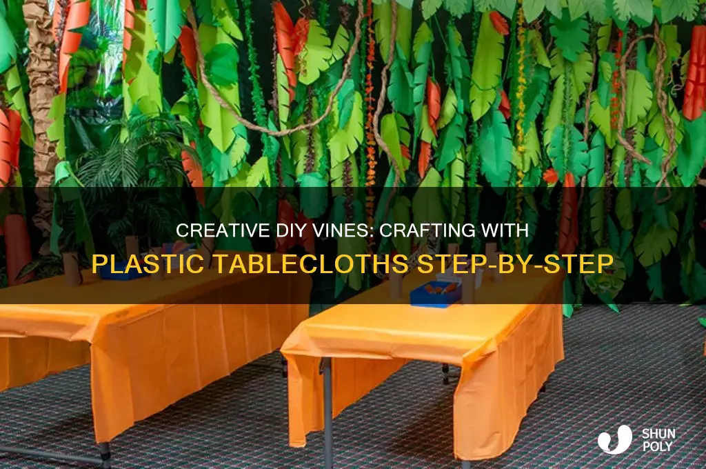 how do you make vines out of plastic tablecloth