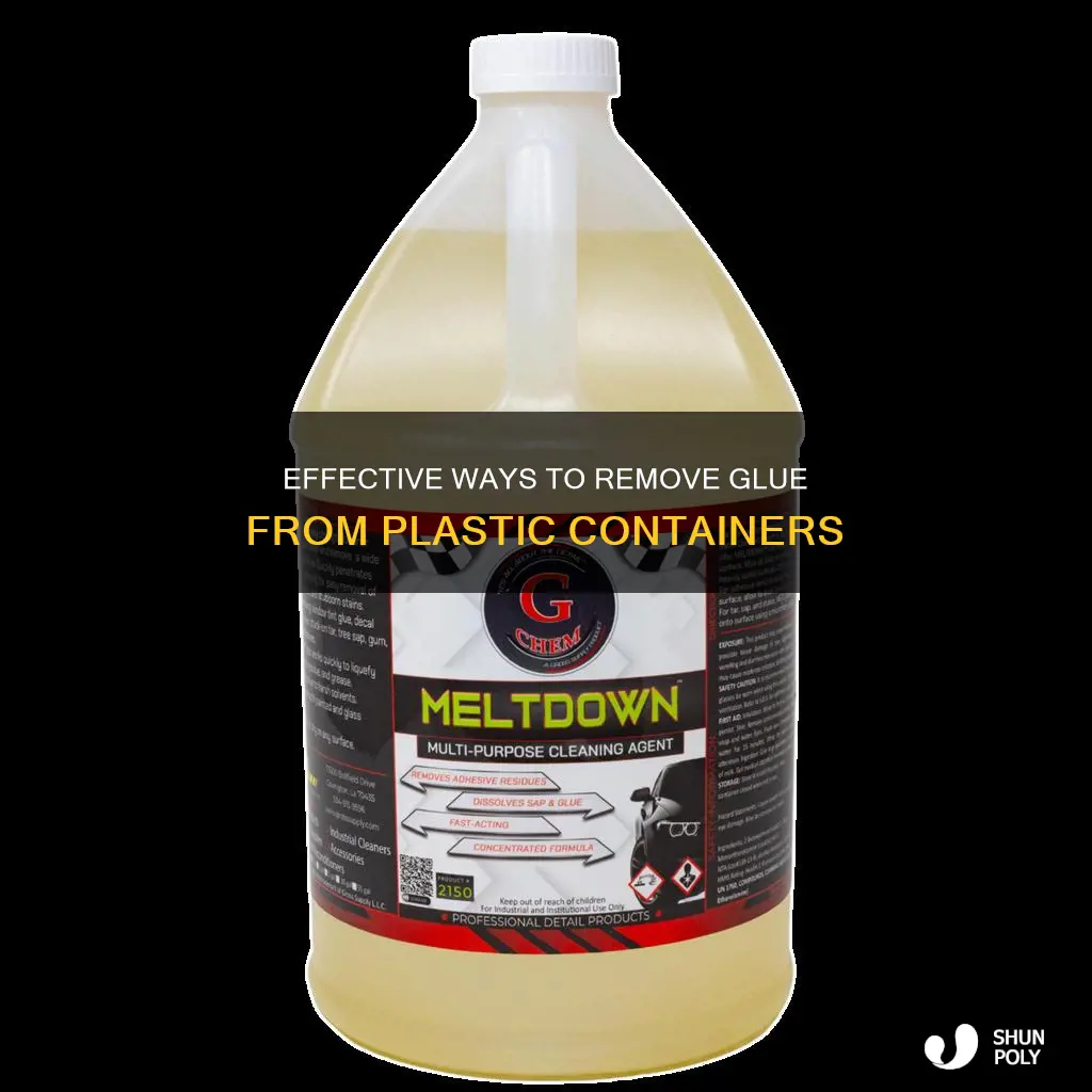 how do you remove glue from a plastic container