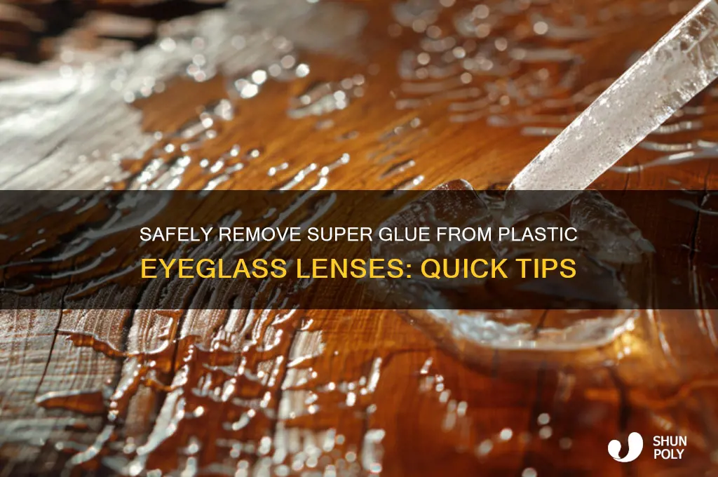 how do you remove super glue from plastic eyeglass lenses