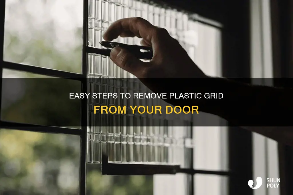 how do you remove the plastic grid from a door