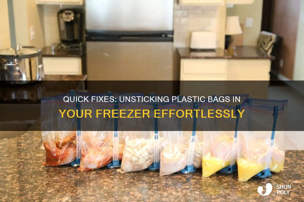 how do you unstick plastic bags inside the freezer