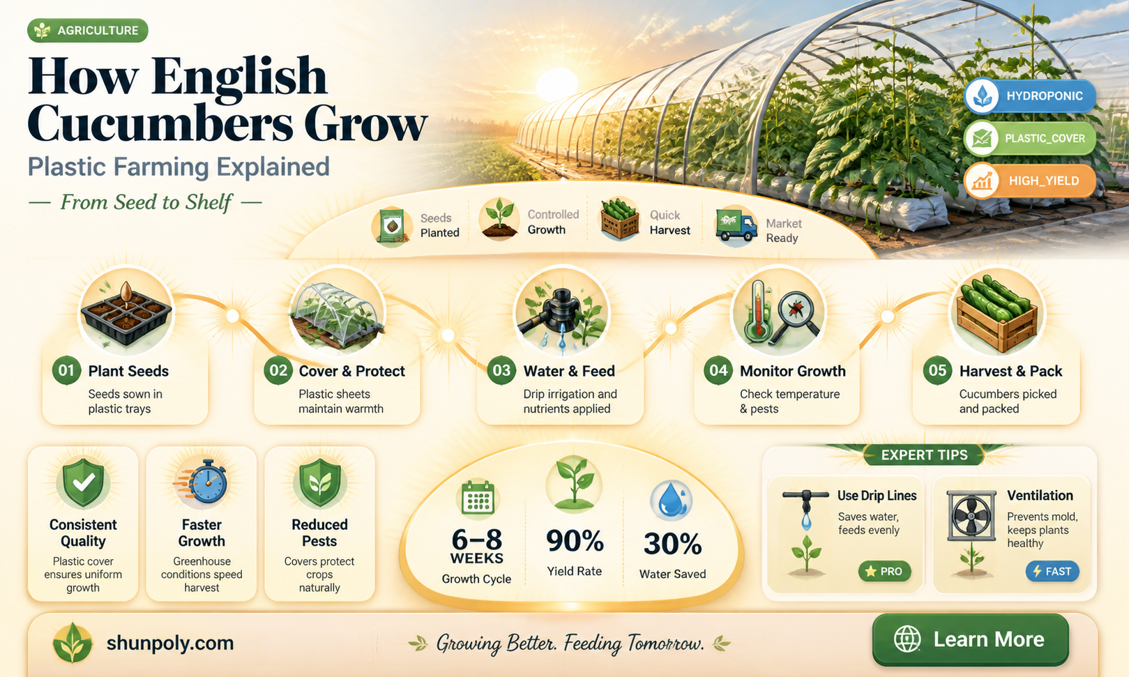 are english cucumbers grown in plastic