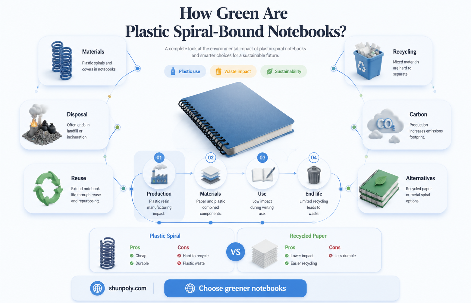 are plastic notebook spiral recyclable